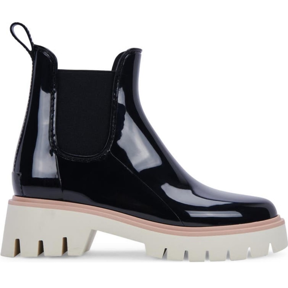 NEW Dolce Vita Thundr H2O Waterproof Chelsea Rain Boot Black Patent